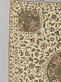 Bedcover, Silk and metal-wrapped thread on linen, British