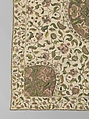 Bedcover, Silk and metal-wrapped thread on linen, British