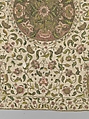 Bedcover, Silk and metal-wrapped thread on linen, British