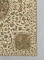 Bedcover, Silk and metal-wrapped thread on linen, British