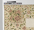 Bedcover, Silk and metal-wrapped thread on linen, British