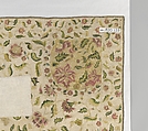 Bedcover, Silk and metal-wrapped thread on linen, British