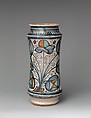 Pharmacy jar (albarello), Maiolica (tin-glazed earthenware), Italian, probably Naples or environs