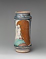 Pharmacy jar (albarello), Maiolica (tin-glazed earthenware), Italian, probably Naples or environs