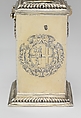 Pair of perfume bottles, John Bodington (British, active 1688–1727), Silver gilt, glass inside, British, London