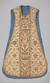 Chasuble, Canvas, silk and metal thread, French