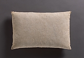 Pillow, Cotton, embroidered with silk, British