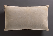 Pillow, Cotton, embroidered with silk, British