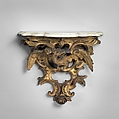 Wall-bracket (console d'applique), Terracotta, gilded; marble top, French