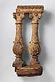 Pair of balusters, Carved and originally painted and gilded, oak, French