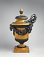 Neoclassical vase (one of a pair), Pine, marbleized and carved, French