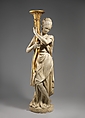 Torchère figure (one of a pair), Augustin Pajou French, Plaster, carved and gilded wood, French
