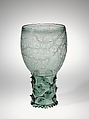 Goblet (Roemer) with map of the Rhine River, Glass, engraved with a diamond point, Dutch, probably Amsterdam