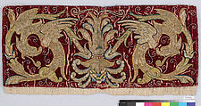 Fantastical birds against a red ground, Silk and metal-wrapped thread on velvet, Italian or Spanish