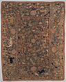 Panel with flowers, birds, and animals, Silk, embroidered with silk and gilt-paper-wrapped thread, Chinese, for export market