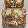 Armchair, Tapestry upholstery by Beauvais, Carved and gilded wood; wool, silk, French, Beauvais