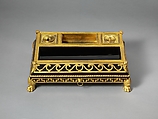 Inkstand, Attributed to Philippe Claude Montigny (French, Paris 1734–1780 Paris), Oak, veneered with ebony and mounted with gilt bronze, French, Paris