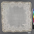 Handkerchief, Linen, bobbin lace, French