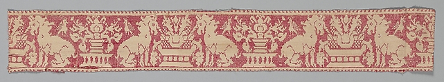 Unicorns at the Fountain, Linen and silk, Italian