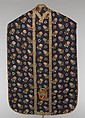 Chasuble, Plain-weave silk, brocaded, Italian, probably Venice