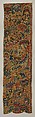 Pair of side curtains for a bed, Linen, embroidered with wool and silk, probably French