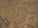 The Abduction of Helen from a set of The Story of Troy, Probably based on a woodcut by Bernard Salomon (French, ca. 1508–ca. 1561), Cotton, embroidered with silk and gilt-paper-wrapped thread, pigment, Chinese, Macao