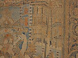 The Abduction of Helen from a set of The Story of Troy, Probably based on a woodcut by Bernard Salomon (French, ca. 1508–ca. 1561), Cotton, embroidered with silk and gilt-paper-wrapped thread, pigment, Chinese, Macao