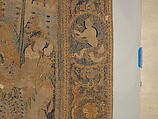 The Abduction of Helen from a set of The Story of Troy, Probably based on a woodcut by Bernard Salomon (French, ca. 1508–ca. 1561), Cotton, embroidered with silk and gilt-paper-wrapped thread, pigment, Chinese, Macao