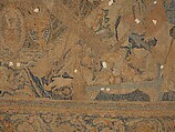 The Abduction of Helen from a set of The Story of Troy, Probably based on a woodcut by Bernard Salomon (French, ca. 1508–ca. 1561), Cotton, embroidered with silk and gilt-paper-wrapped thread, pigment, Chinese, Macao