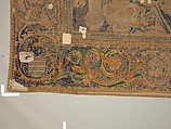 The Abduction of Helen from a set of The Story of Troy, Probably based on a woodcut by Bernard Salomon (French, ca. 1508–ca. 1561), Cotton, embroidered with silk and gilt-paper-wrapped thread, pigment, Chinese, Macao
