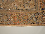 The Abduction of Helen from a set of The Story of Troy, Probably based on a woodcut by Bernard Salomon (French, ca. 1508–ca. 1561), Cotton, embroidered with silk and gilt-paper-wrapped thread, pigment, Chinese, Macao