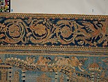 The Abduction of Helen from a set of The Story of Troy, Probably based on a woodcut by Bernard Salomon (French, ca. 1508–ca. 1561), Cotton, embroidered with silk and gilt-paper-wrapped thread, pigment, Chinese, Macao