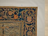 The Abduction of Helen from a set of The Story of Troy, Probably based on a woodcut by Bernard Salomon (French, ca. 1508–ca. 1561), Cotton, embroidered with silk and gilt-paper-wrapped thread, pigment, Chinese, Macao