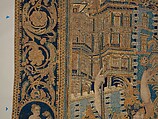 The Abduction of Helen from a set of The Story of Troy, Probably based on a woodcut by Bernard Salomon (French, ca. 1508–ca. 1561), Cotton, embroidered with silk and gilt-paper-wrapped thread, pigment, Chinese, Macao