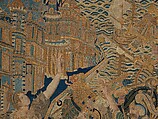 The Abduction of Helen from a set of The Story of Troy, Probably based on a woodcut by Bernard Salomon (French, ca. 1508–ca. 1561), Cotton, embroidered with silk and gilt-paper-wrapped thread, pigment, Chinese, Macao