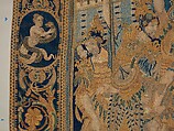 The Abduction of Helen from a set of The Story of Troy, Probably based on a woodcut by Bernard Salomon (French, ca. 1508–ca. 1561), Cotton, embroidered with silk and gilt-paper-wrapped thread, pigment, Chinese, Macao