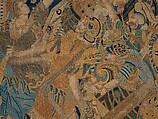 The Abduction of Helen from a set of The Story of Troy, Probably based on a woodcut by Bernard Salomon (French, ca. 1508–ca. 1561), Cotton, embroidered with silk and gilt-paper-wrapped thread, pigment, Chinese, Macao