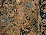 The Abduction of Helen from a set of The Story of Troy, Probably based on a woodcut by Bernard Salomon (French, ca. 1508–ca. 1561), Cotton, embroidered with silk and gilt-paper-wrapped thread, pigment, Chinese, Macao