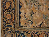 The Abduction of Helen from a set of The Story of Troy, Probably based on a woodcut by Bernard Salomon (French, ca. 1508–ca. 1561), Cotton, embroidered with silk and gilt-paper-wrapped thread, pigment, Chinese, Macao