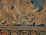 The Abduction of Helen from a set of The Story of Troy, Probably based on a woodcut by Bernard Salomon (French, ca. 1508–ca. 1561), Cotton, embroidered with silk and gilt-paper-wrapped thread, pigment, Chinese, Macao