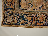 The Abduction of Helen from a set of The Story of Troy, Probably based on a woodcut by Bernard Salomon (French, ca. 1508–ca. 1561), Cotton, embroidered with silk and gilt-paper-wrapped thread, pigment, Chinese, Macao