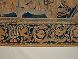 The Abduction of Helen from a set of The Story of Troy, Probably based on a woodcut by Bernard Salomon (French, ca. 1508–ca. 1561), Cotton, embroidered with silk and gilt-paper-wrapped thread, pigment, Chinese, Macao