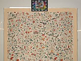 Wall panel with garden urns, Silk taffeta, painted and printed, Chinese, for European market