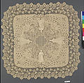 Handkerchief, Cotton on linen, bobbin lace, Belgian