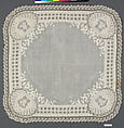 Handkerchief, Linen, bobbin lace, Belgian