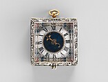 Watch, Watchmaker: F. L. Meybom (active ca. 1650–80), Case: gold, blued steel, rock crystal, partly gilded silver, and diamonds; Dial: painted enamel and basse-taille enamel on gold; Movement: gilded brass, partly blued steel, and silver, French, Paris