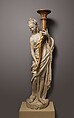 Torchère figure (one of a pair), Augustin Pajou French, Plaster, carved and gilded wood, French