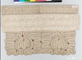 Cuff, Linen and silk, bobbin lace, Hungarian