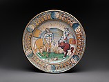 Dish with centaur and centauress battling, Maiolica (tin-glazed earthenware), lustered, Italian, Deruta or Gubbio
