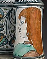 Pharmacy jar (albarello), Maiolica (tin-glazed earthenware), Italian, probably Naples or environs
